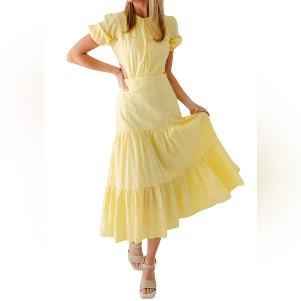 Bishop + Young NADIA Cut Out Poplin Sunny Yellow Dress Size XS K-24